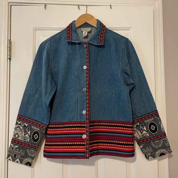Coldwater Creek Jackets & Blazers - Boho Chic Vibes: Coldwater Creek Embroidered Denim Jacket (S,Made in USA)🌵 0281